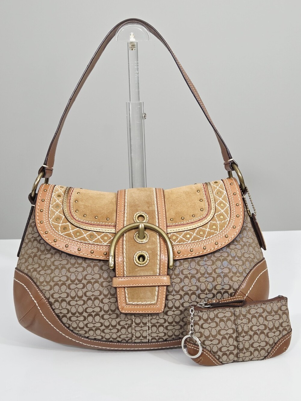 Y2K COACH LIMITED EDITION SOHO STITCHED FLAP SIGNATURE C HOBO BAG + COIN CASE